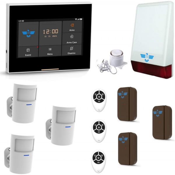 ITALIAN ALARM - Antifurto Casa Senza Fili mod. MICRO TOUCH, SCHERMO INTERATTIVO. Supporta SIM 4G + WiFi, APP Smartlife e Tuya