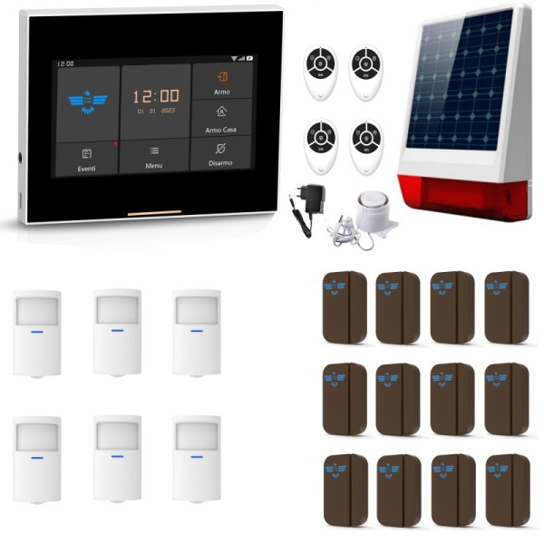 Antifurto Micro Touch "4612" con Sirena Solare e Magnetici Marroni