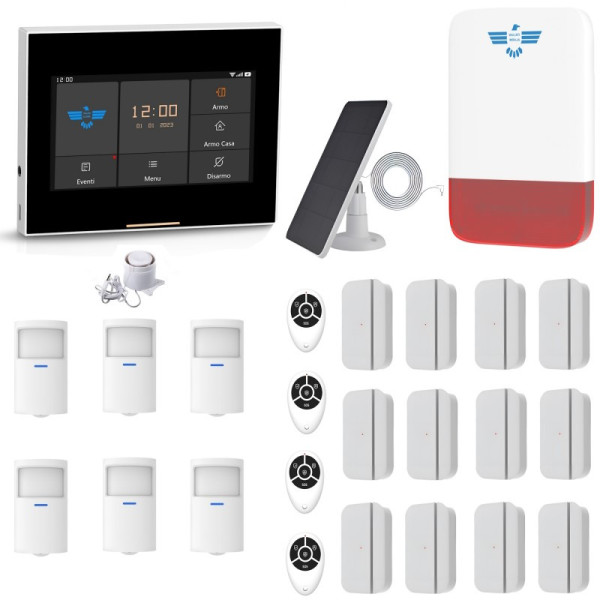Antifurto Casa Senza Fili mod. MICRO TOUCH 4612 con sirena a pannello solare