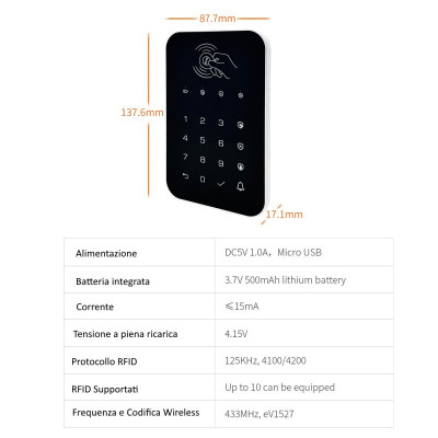 Tastiera Wireless x Antifurto MICRO TOUCH